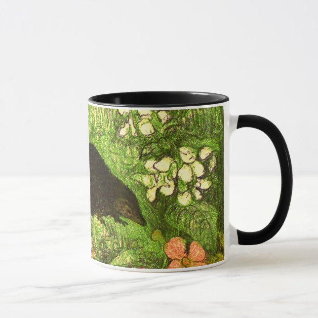 Mug Hérisson et bébé de style Art nouveau néerlandais (Droite)