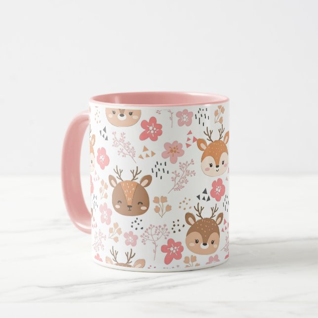 Mug Hérisson et fleurs en bois mignons (Devant gauche)