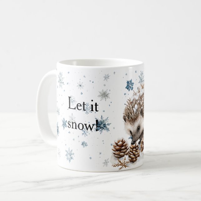 Mug Hérisson Flocons de Neige Hiver Qu'il neige Noël (Devant gauche)