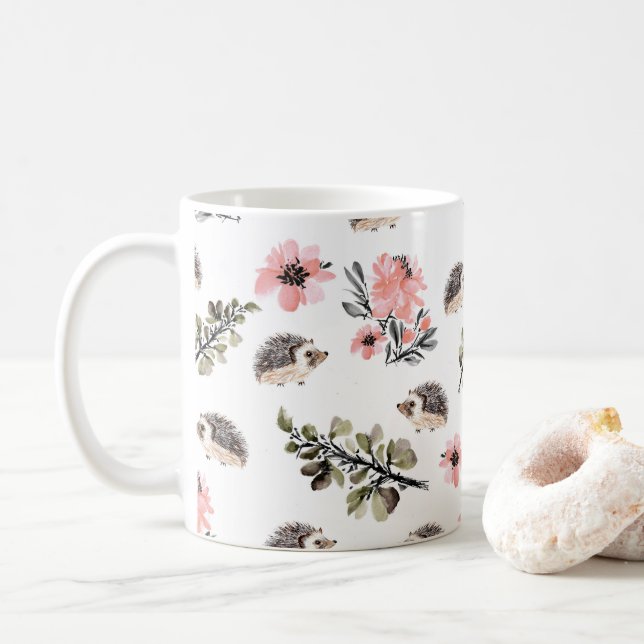 Mug Hérisson floral (Avec donut)