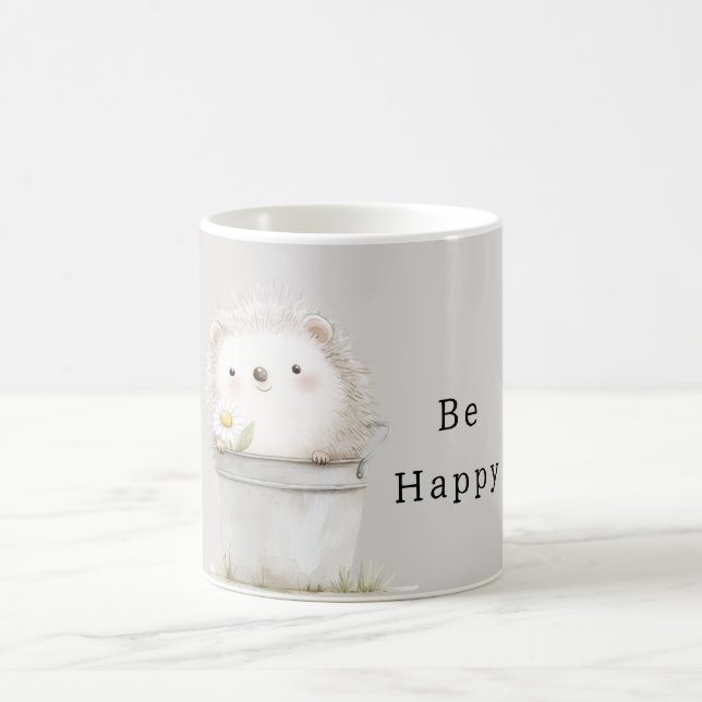 Mug Hérisson heureux dans un seau avec fleur de margue (Centre)