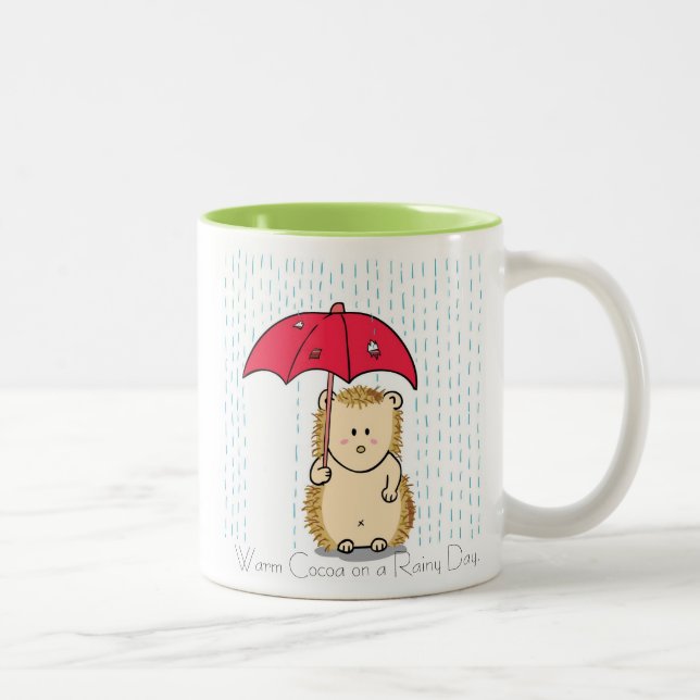 Mug hérisson mignon avec parapluie déchiré. (Droit)