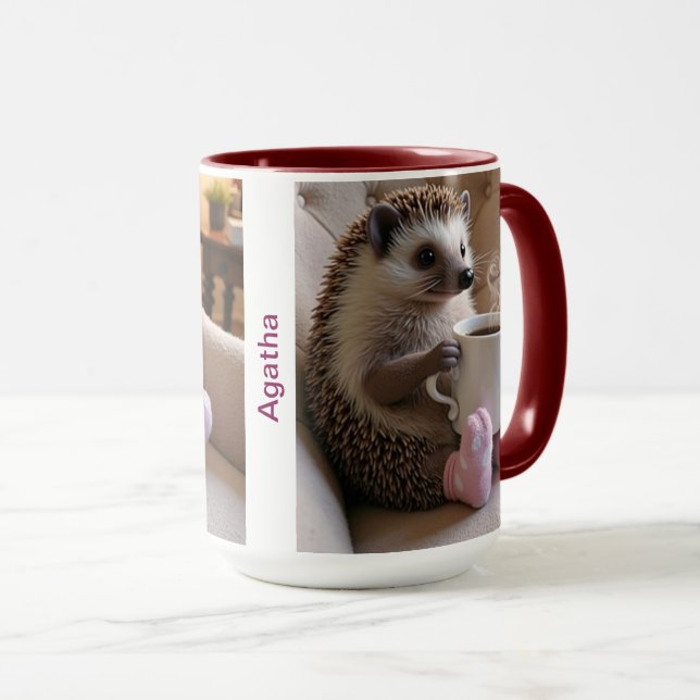Mug Hérisson Mignon Café Chaussettes Douillettes Modif (Devant droit)