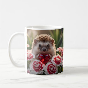 Mug Hérisson mignon de janvier avec cœur de grenat