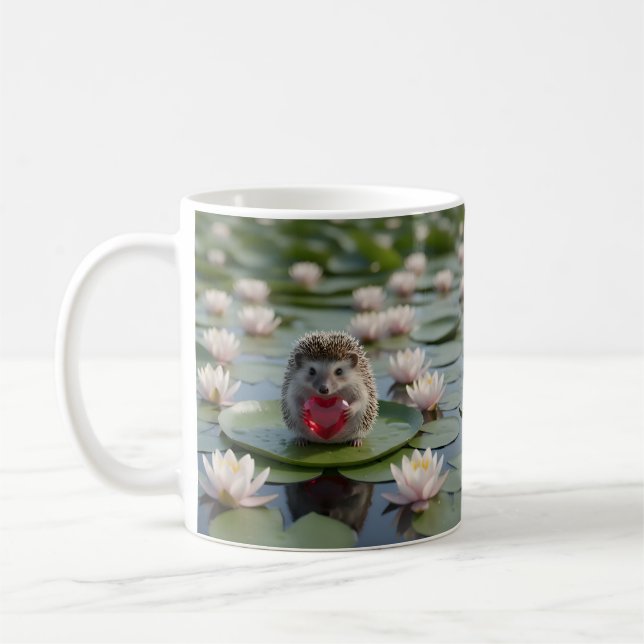 Mug Hérisson mignon de juillet avec cœur de rubis (Gauche)