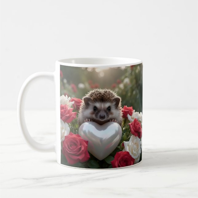 Mug Hérisson mignon de juin avec cœur de perle (Gauche)