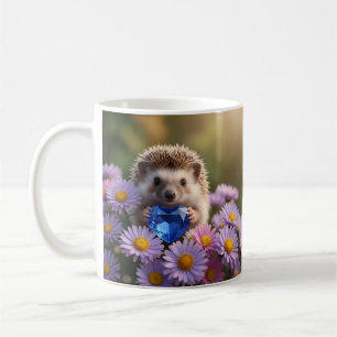 Mug Hérisson mignon de septembre avec cœur de saphir