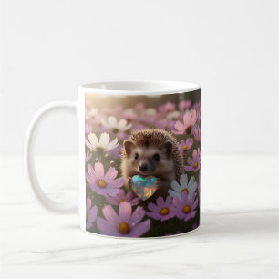 Mug Hérisson mignon d'octobre avec cœur d'opale