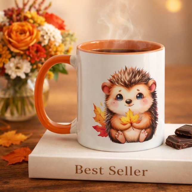Mug Hérisson mignon Feuilles d'automne (Créateur téléchargé)