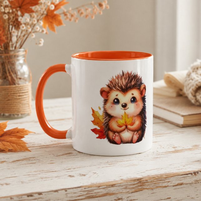 Mug Hérisson mignon Feuilles d'automne (Créateur téléchargé)