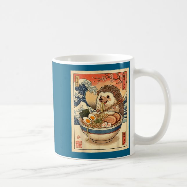 Mug Hérisson Mignon Mangeant Un Bol De Nouilles Ramen  (Droite)
