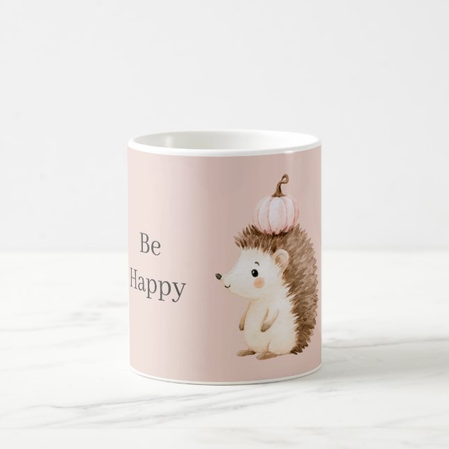 Mug Hérisson Rose Citrouille Être Heureux (Centre)