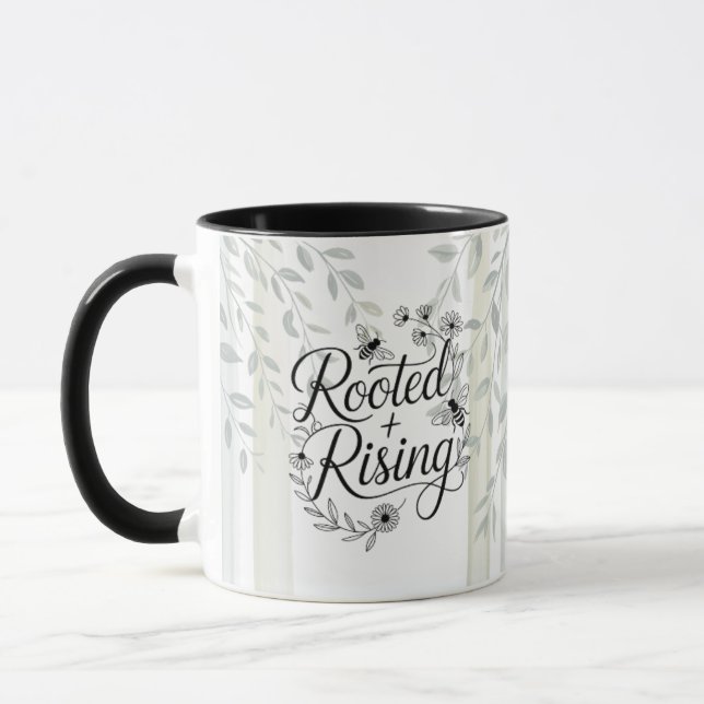 Mug Heritage Rooted and Rising Botanical Quote (Gauche)