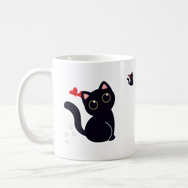 Mug Hermosa taza, con imagen de delicado gatito. (Gauche)