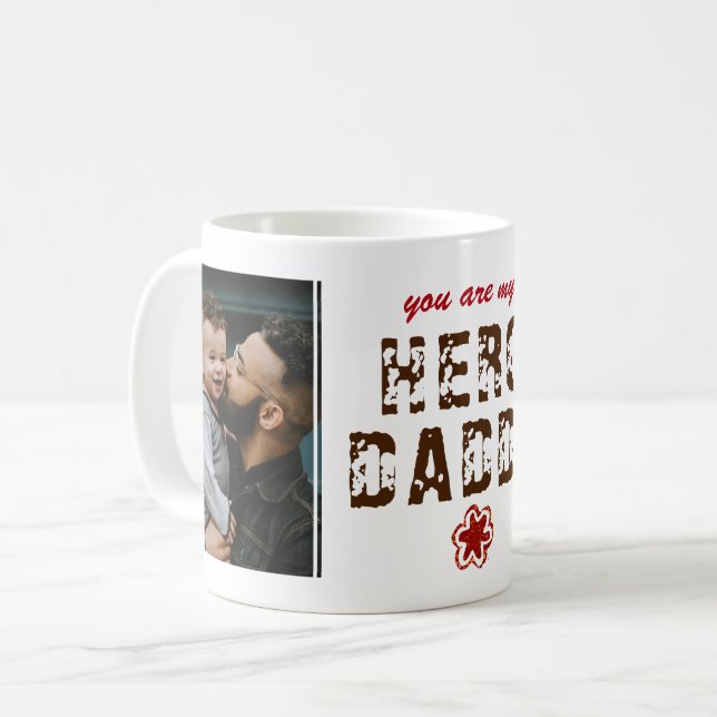 Mug Hero Daddy Father's Day 2 Photo Collage (Devant gauche)
