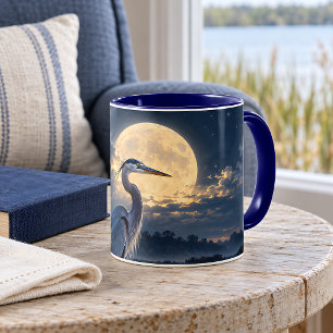 Mug Héron bleu au clair de lune dans les lucioles de l