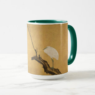 Mug Héron japonais antique sur une branche de saule Im