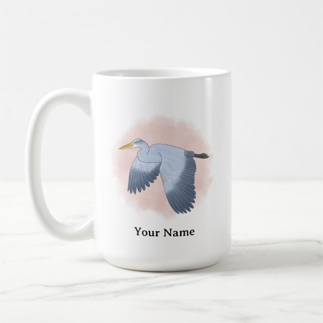 Mug Héron personnalisé avec fond rose (Gauche)