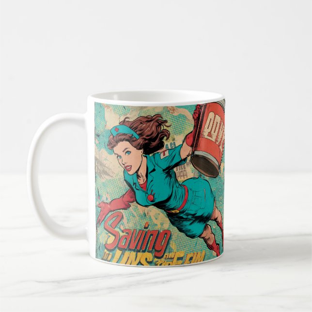 Mug Héros de la santé : Illustration de l'infirmière s (Gauche)