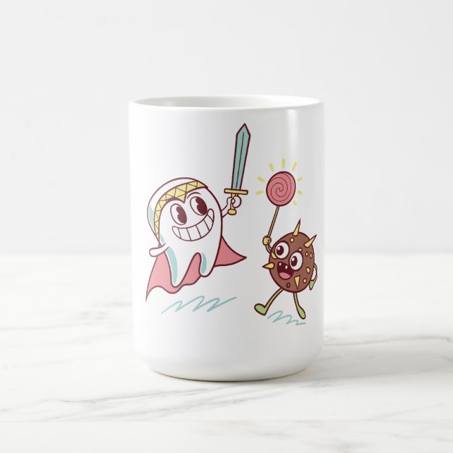 Mug Héros des dents vs Bacteria Monster Dental Cartogr (Centre)