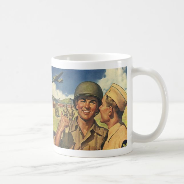 Mug Héros patriotiques vintages, Hommes d'avion milita (Droite)