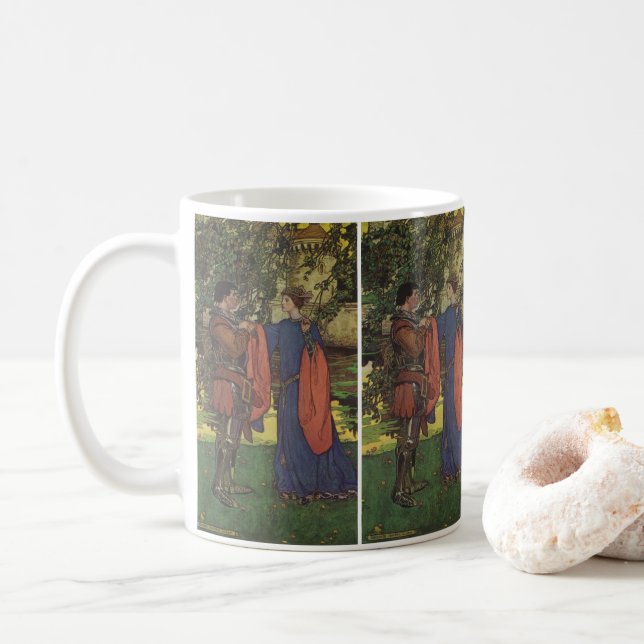 Mug Héros vintage Prince Chevalier Brillant Armure Pri (Avec donut)