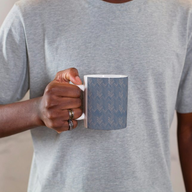 Mug Herringbone Chevron Motif Retro Blue (Créateur téléchargé)