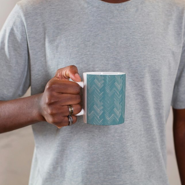 Mug Herringbone Chevron Motif Turquoise (Créateur téléchargé)