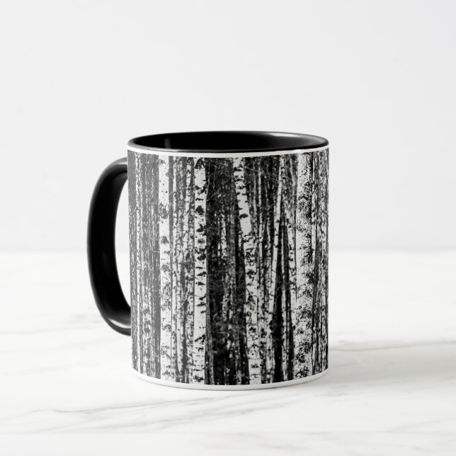 Mug Hêtres, blanc et gris charbon (Devant gauche)