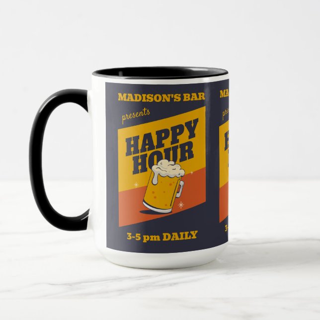 Mug Heure heureuse du texte personnalisé (Gauche)