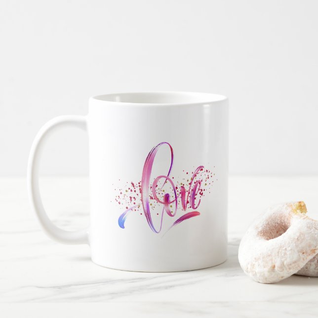 Mug Heureuse Sainte-Valentin 2024 - Images d'amour col (Avec donut)