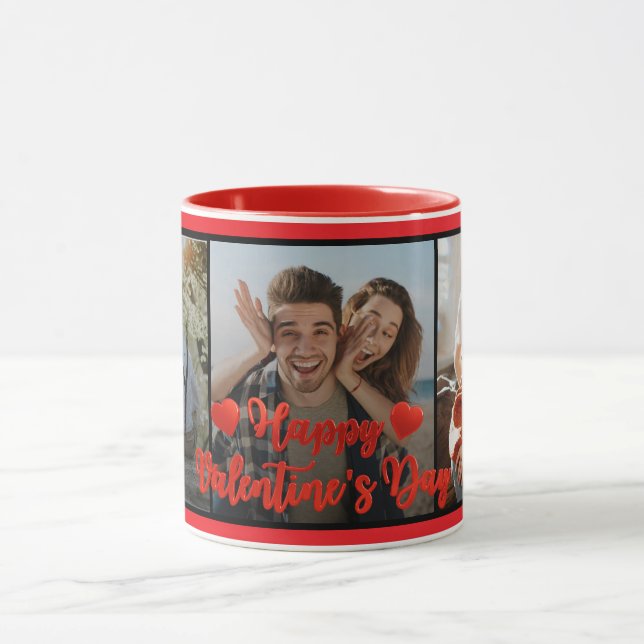 Mug Heureuse Sainte-Valentin | Coeur noir et rouge | C (Centre)