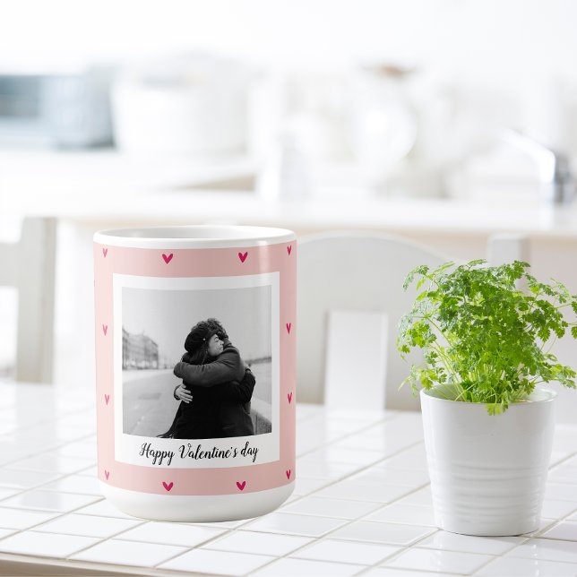 Mug Heureuse Sainte-Valentin | Coeur rose et rouge | C (Créateur téléchargé)