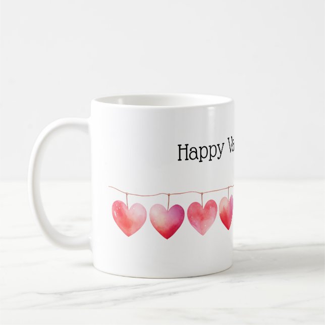 Mug Heureuse Sainte-Valentin de bannière des Coeurs d' (Gauche)