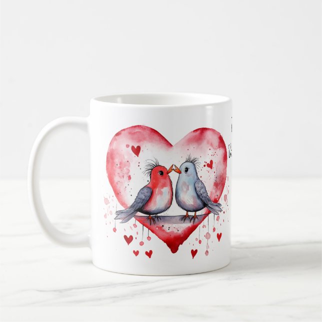 Mug Heureuse Sainte-Valentin Inséparable Aquarelle mig (Gauche)