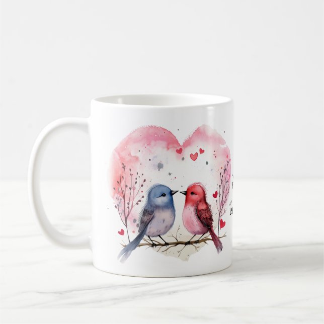 Mug Heureuse Sainte-Valentin Inséparable Aquarelle mig (Gauche)