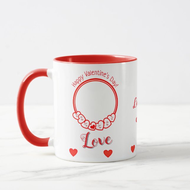 Mug Heureuse Sainte-Valentin Romantique Coeurs rouges  (Gauche)