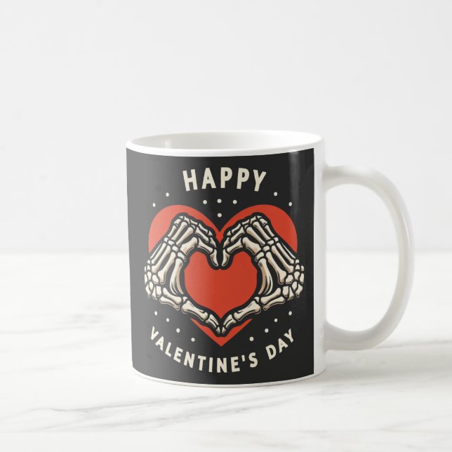 Mug Heureuse Sainte-Valentin Skeleton Mains de coeur (Droite)
