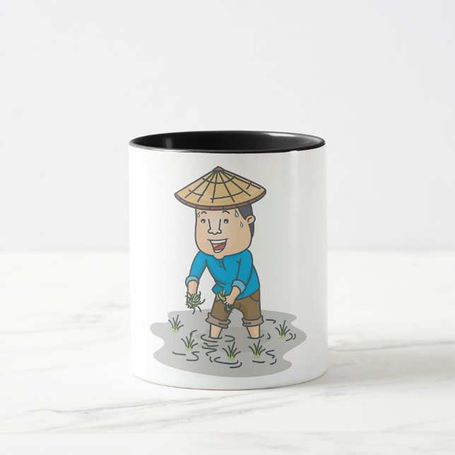 Mug Heureux agriculteur de rizière (Créateur téléchargé)