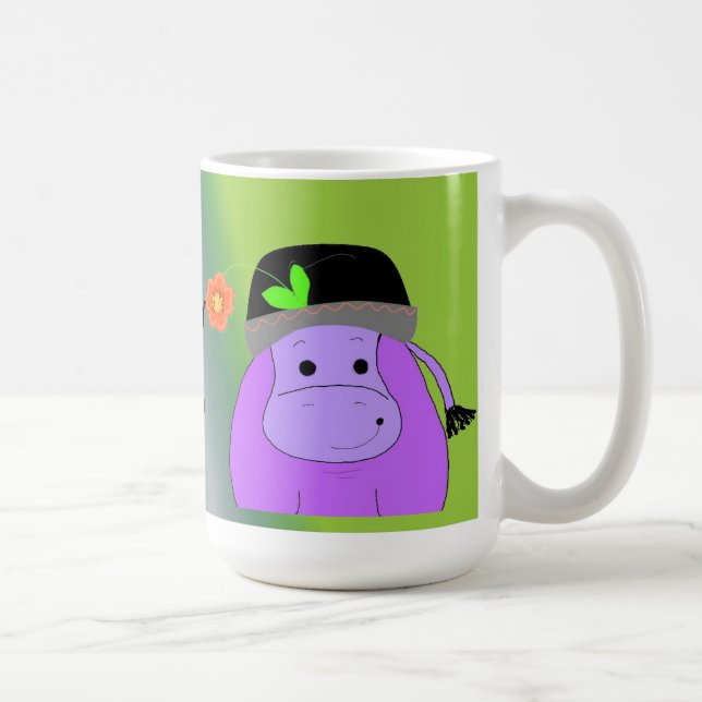 Mug Heureux comme un Hippopotame - Hippopotame Violet (Droite)