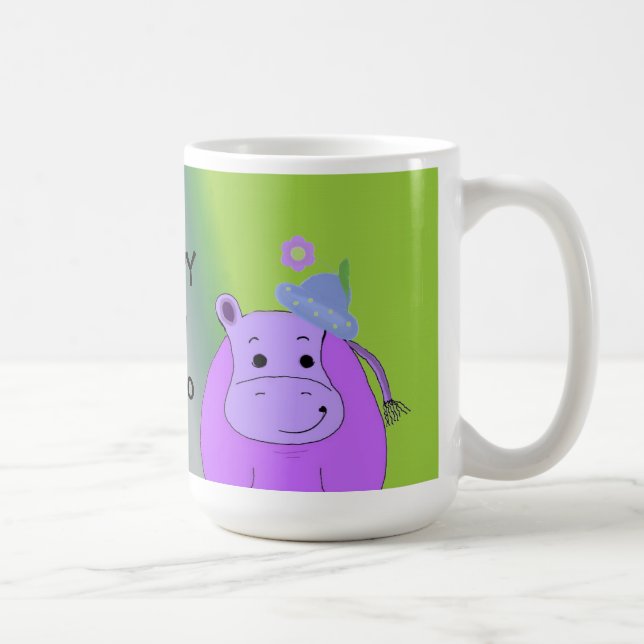 Mug Heureux comme un Hippopotame - Hippopotame Violet (Droite)