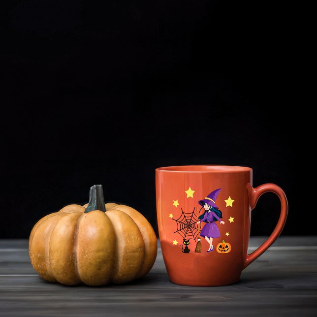 Mug heureux Halloween sorcière balai chat citrouille (Créateur téléchargé)