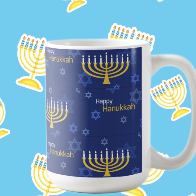 Mug Heureux Hanoukka Menorah (Créateur téléchargé)