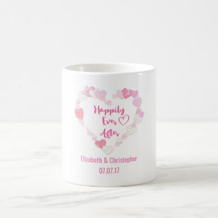 Mug Heureux Jamais après la Glittery Mariage de Coeurs