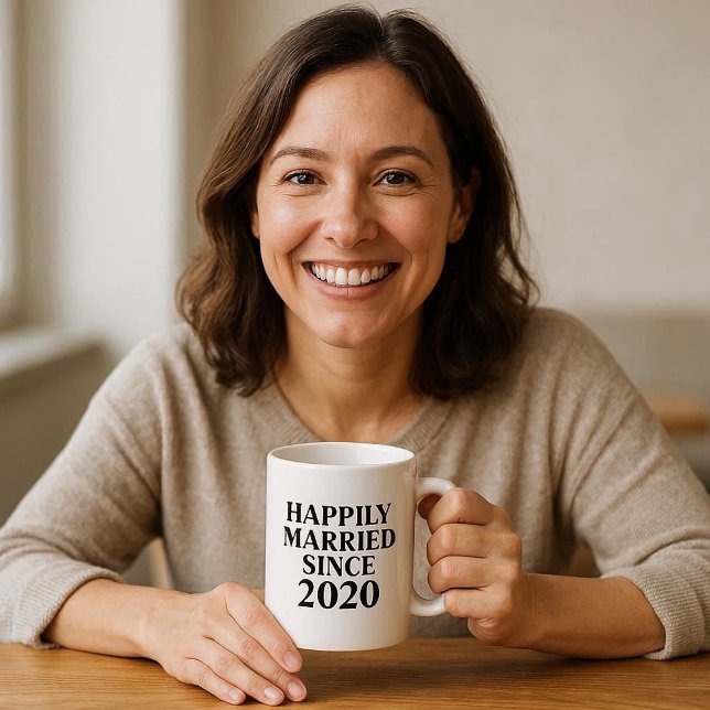 Mug Heureux Marié Depuis Couples Personnalisés (Créateur téléchargé)