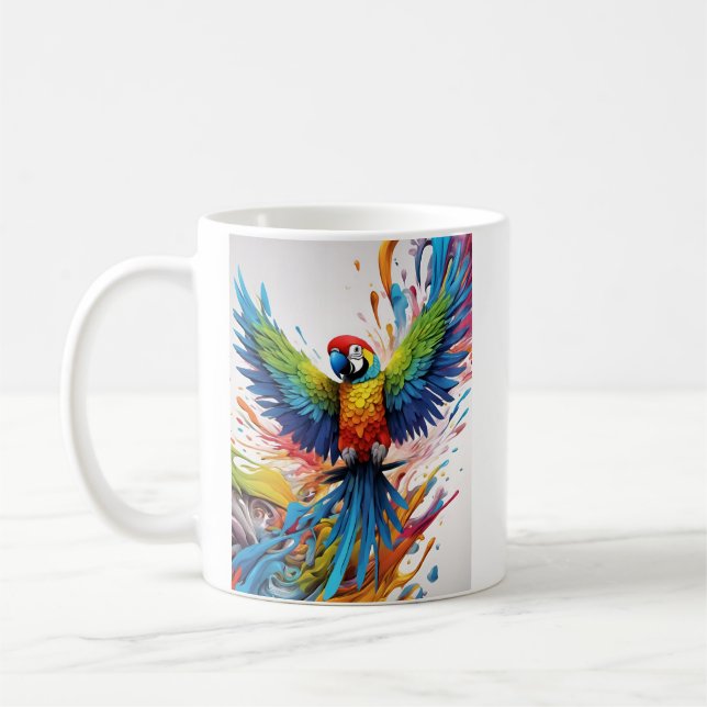 Mug heureux : Perroquet montrant sa joie (Gauche)