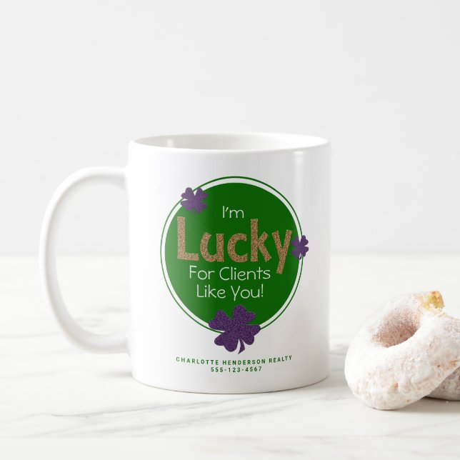 Mug Heureux pour les clients comme vous St. Patrick's  (Avec donut)