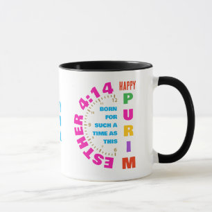 Mug HEUREUX PURIM Esther 4:14 Pour Un Temps Tel Que Ce