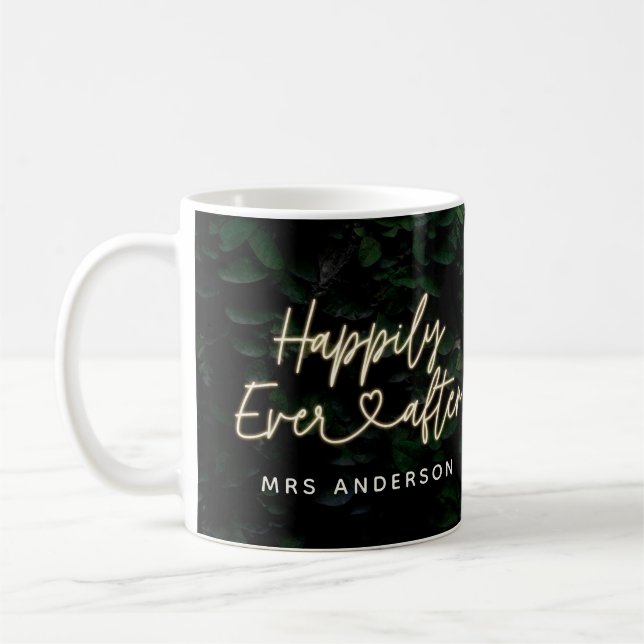 Mug Heureux toujours après le feuillage moderne mariée (Gauche)