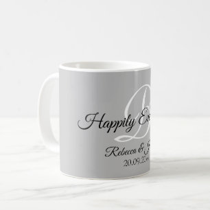 Mug Heureux toujours après le monogramme gris